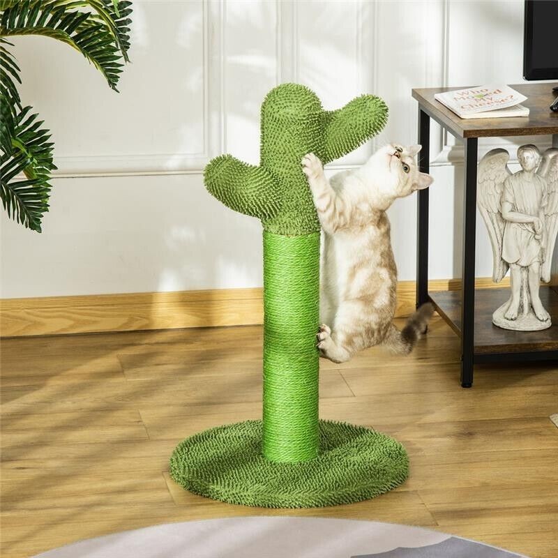 Tiragraffi per gatti a forma di cactus in sisal, 40x40x65 cm, verde foto 2