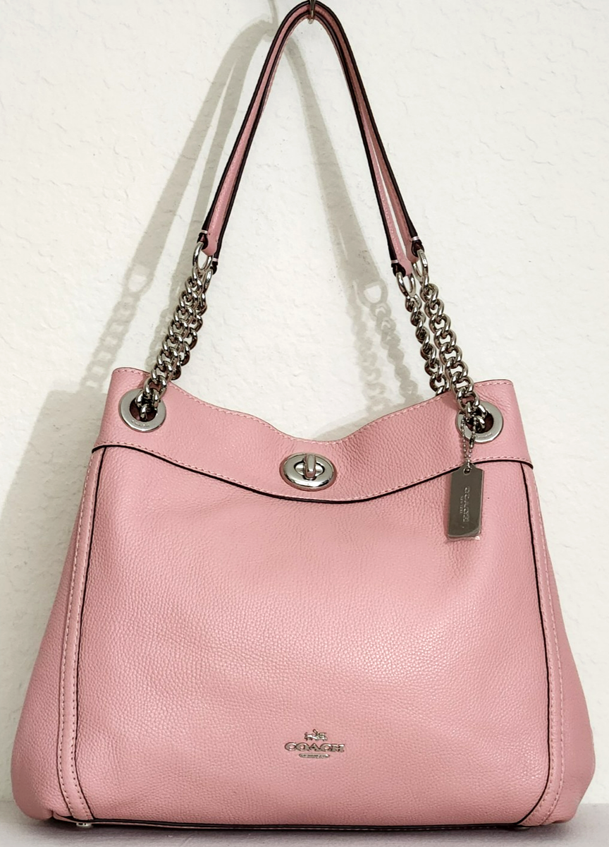 バッグ Coach handbag soho Turnrock leather pink Signature sufflette leather handbag Coach Pink in Leather - 36436679