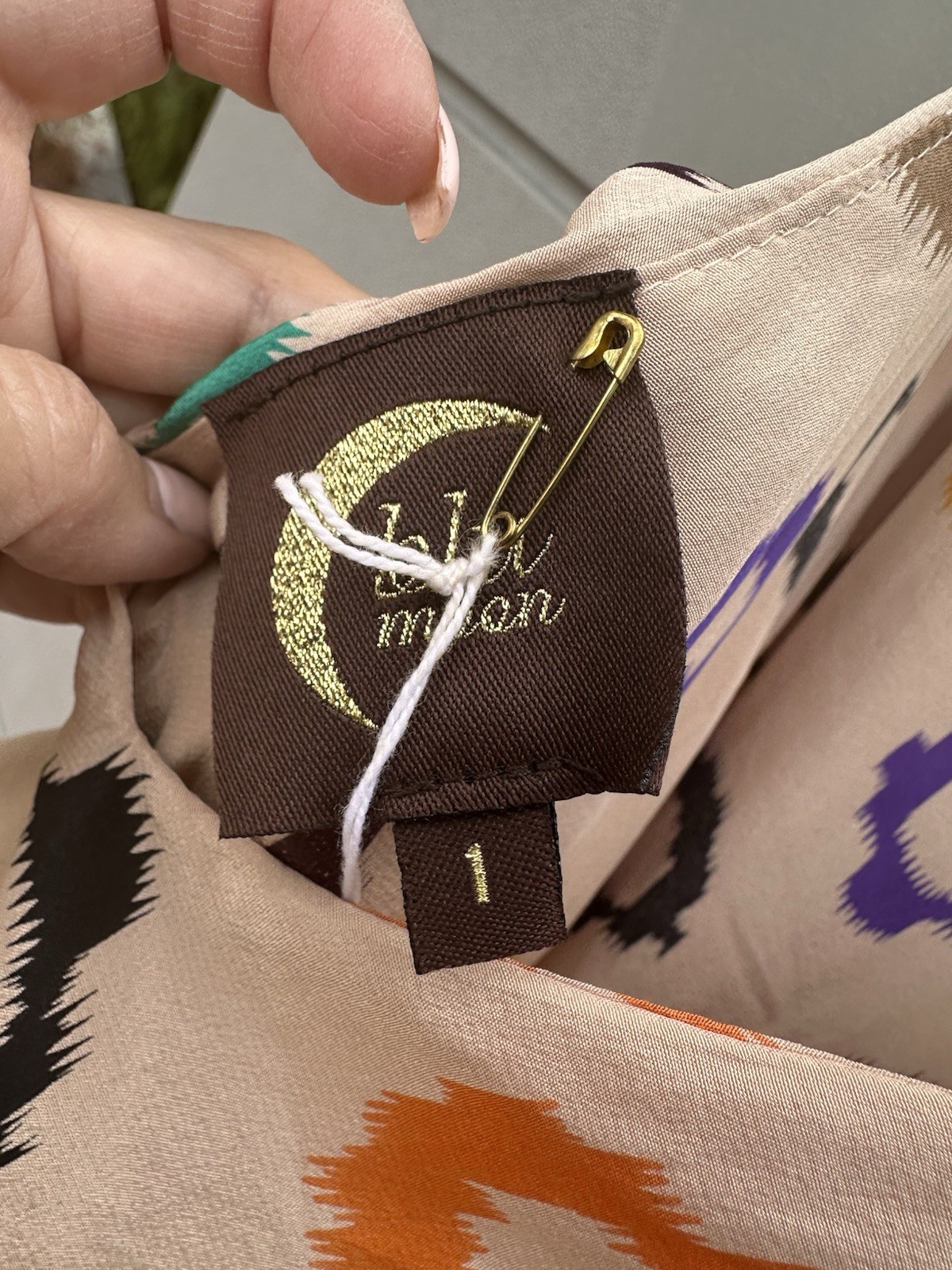 BLU MOON By PLANET BLUE Silk Maxi Slip Dress Ruffle Geo Print Sz S Vacation Y2K