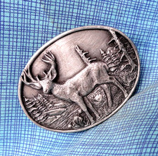 Sportsmans Buck Deer Stag Dress Belt Buckle Deer Hunter Vtg 80s Siskiyou .GMP496