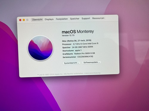 Apple LogicBoard 24GB RAM iMac 128GB SSD i5 3,7 GHz intel AMD PRO 580X 8GB 2019 - Bild 10 von 12