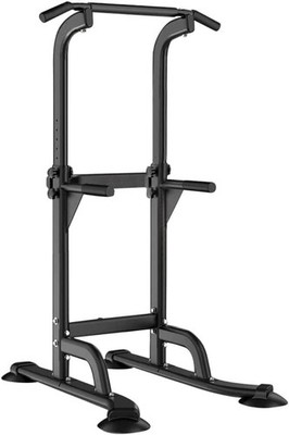 Adjustable Power Tower Pull Up Dip Station Strength Training Equipment Black