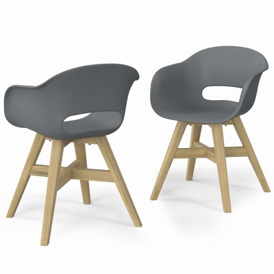 Kona SOLID ACACIA WOOD 24 inch Wide Contemporary Outdoor Dining Chair in Plas...