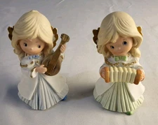 2- Vtg 5" Homeco Porcelain Angels Home Interiors Musical Instruments #5504