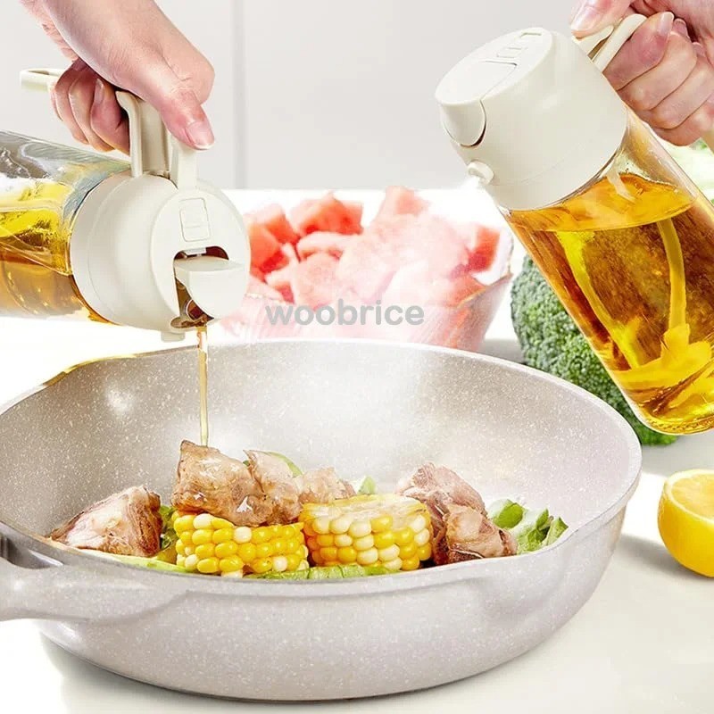 Rociador de aceite de cocina 2 en 1 dispensador cepillo botella rociadora de aceite para freidora de aire barbacoa