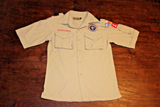 Boy Scouts of America BSA Youth Shirt Tan Medium 100 Supplex Nylon Sewn Patch