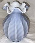 Vintage Fenton Periwinkle Blue Overlay Vase 7 5/8” Tall