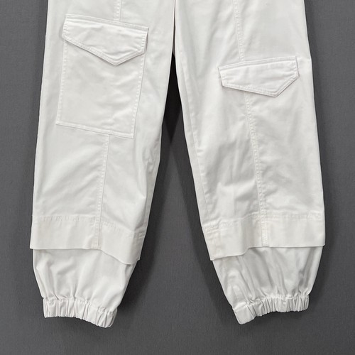 TIBI Organic Cotton Twill Cargo Pant Womens 0 White High Rise Jogger CP Casual - Picture 9 of 22