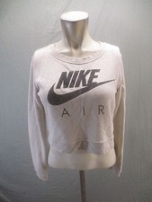 Nike Size S Women Beige Cotton Blend Long Sleeve Cropped Athletic Sweatshirt 900