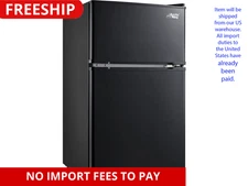 3.2 Cu ft Two Door Mini Fridge with Freezer, Black, E-Star