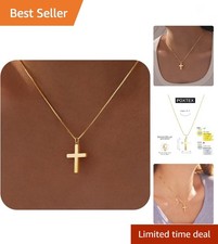Easter Basket Stuffer Cross Necklace for Women Girls, Dainty 14K Gold Silver ...