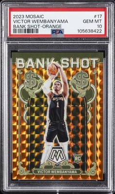 2023 PANINI MOSAIC BANK SHOT ORANGE #17 VICTOR WEMBANYAMA 18/49 PSA 10