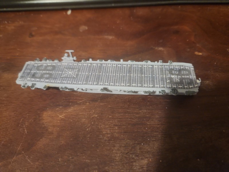 Painted 1/1250 Scale WWII Escort Carrier USS LISCOME BAY CVE56 with Deck Marking