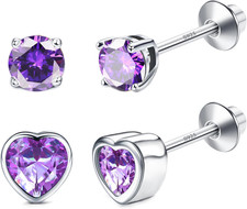 Hypoallergenic Earrings for Girls Women S925 Sterling Silver Birthstone Earring