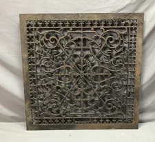Antique 24" Sq.  Victorian Cold Air Return Cast Iron Heat Grate VTG Old 1369-25B