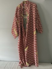 Kimono Multi-Color Red Wave Pattern with Sumo and Fish Design Size 170