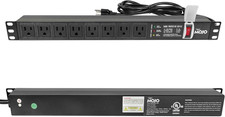 1U Rack-Mount Horizontal 8-Outlet Power Strip UL Listed PDU with Surge Protectio