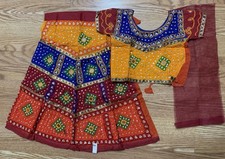 5-6 yr LEHENGA CHOLI LEHNGA GIRLS Orange RAJASTHANI INDIA-NEW-3 PC-USA SELLER