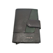 Portafoglio Portacarte Uomo in Pelle Verde Pino Portamonete Navigare