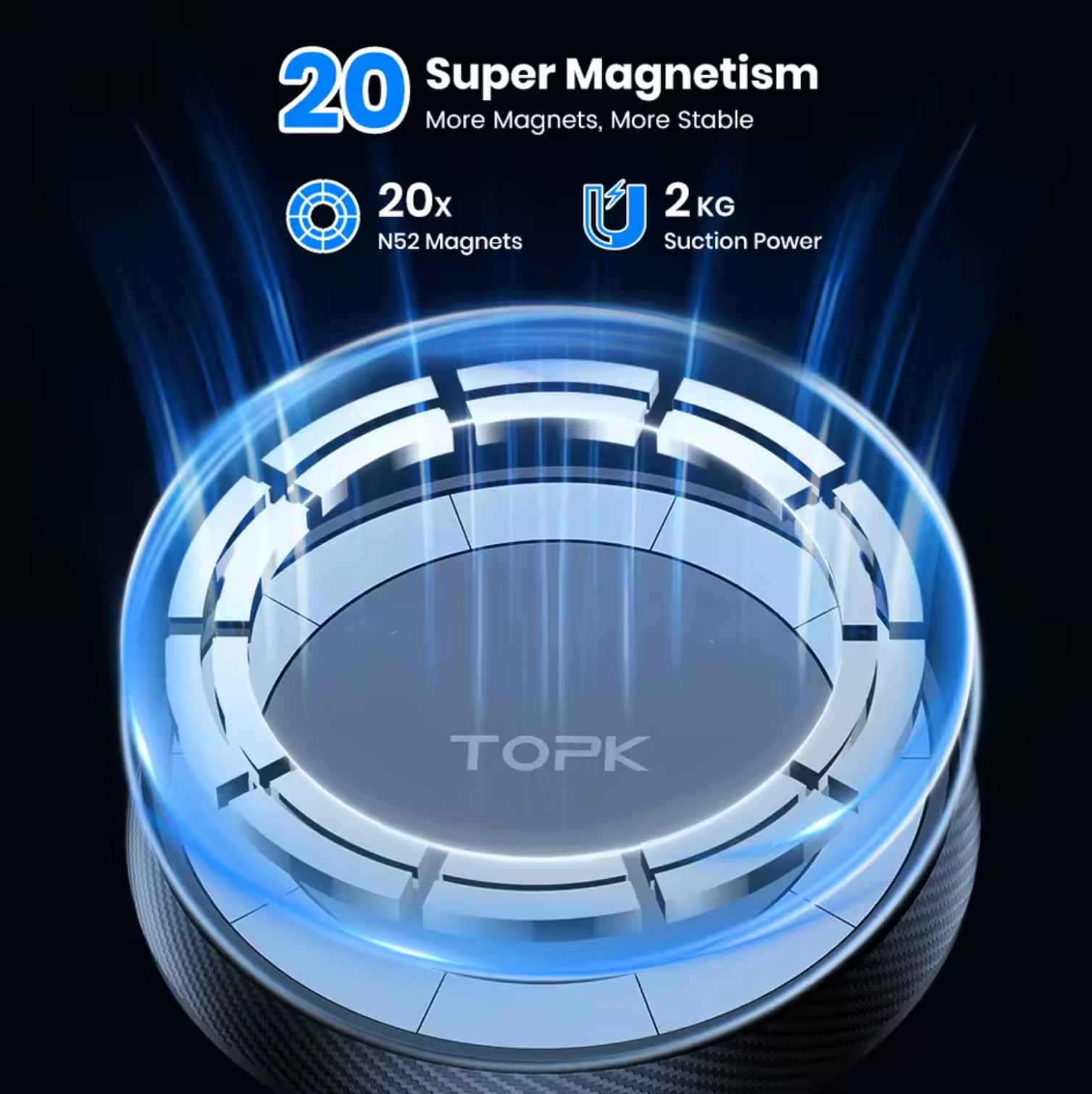 TOPK Magnetic Car Phone Holder Mount,Powerful Magnetism Support Single-Hand Oper