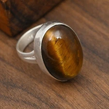 Tiger's Eye Gemstone Handmade 925 Sterling Silver Jewelry Ring Gift For Women
