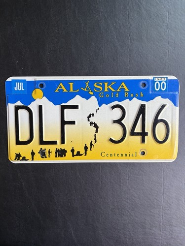 2000 Alaska License Plate DLF 346 Centennial/ Gold Rush Base