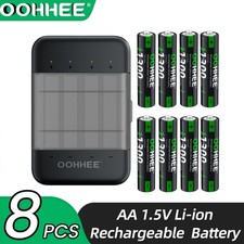 OOHHEE AAA 1300mWh Rechargeable Lithium-Ion Batteries 8 Pack & Fast Charger Kit 1.50 per gallon
