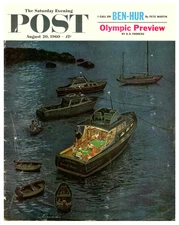 1960 Boating Poker Scene Poster Saturday Evening Yatch - 12X16/16X20/18X24/24X36