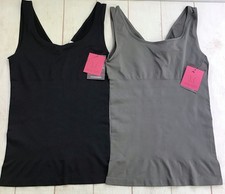 2 Yummie Tummie Reversible Seamless Shapewear Tank Tops M/L Gray Black Shirts