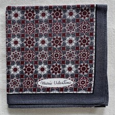 VTG Handkerchief Dark Purple Cotton Red Medallion Classic Pocket Square 18" K1