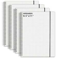 A4 Graph Spiral Notebooks 8.5"  11" with 120gsm Thick Paper, Removable Ela