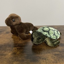 Aurora Mini Sea Turtle And Sea Lion 8 Plush Lot Of 2