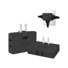 3 Way Flat Wall Outlet Extender Adapter- 2 Pack 180 Degrees Rotatable Flat Pl...