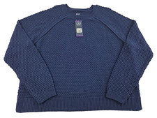 Gap Womens Textured Sweater Blue Size 2XL Crewneck Pullover Midnight Blue