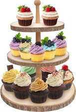 OwnColor 3-Tier Rustic Wood Cupcake Stand - Versatile Serving Tray for Weddings,