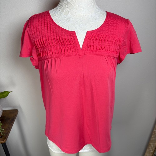Lands' End -Choose Color/Size Flutter Sleeve Pintuck Split V Tee Blouse - Picture 35 of 53