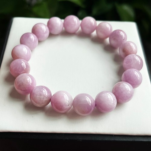 11.7mm Natural Purple Kunzite Crystal Round Cat's Eye Beads Bracelet - Picture 6 of 6