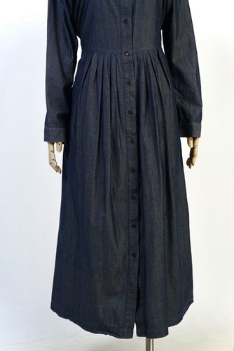 Toast Navy Blue Cotton Shirt Button Down Dress UK 16 Long Sleeve Midi Belted - Picture 5 of 11