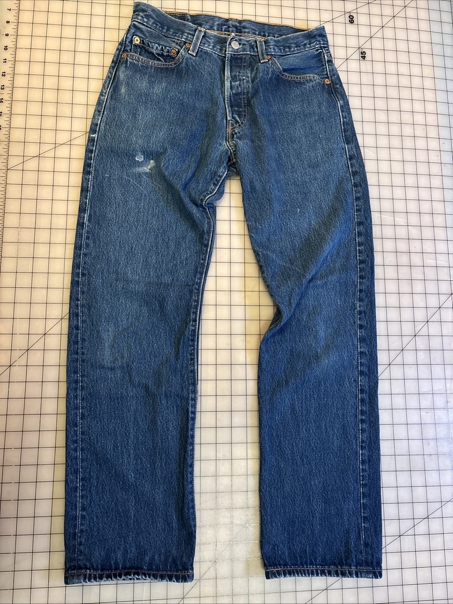 Vtg 80s LEVIS 501 501-0115 Denim USA Orange Overlock Thread Silver