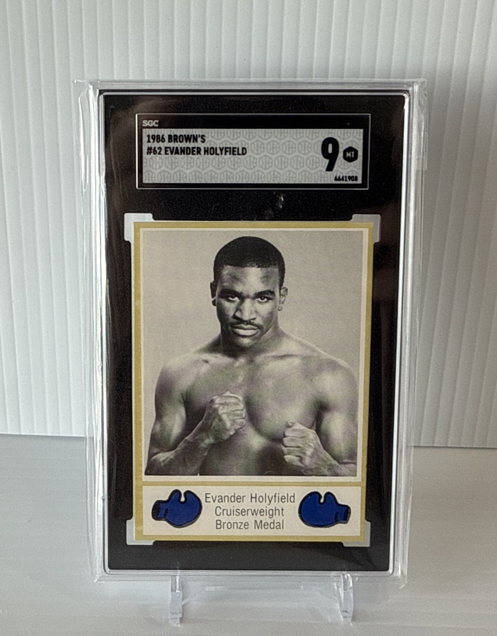 Evander Holyfield 1986 Brown's Boxing Gold Border #62 Rookie SGC 9 MINT