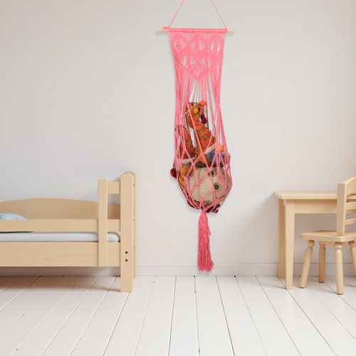 Organizador de felpa de almacenamiento de juguetes para niños pequeños macramé colgante - Imagen 7 de 12