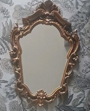 Ornate Gold Framed Wall Mirror, Asymmetrical Vertical Wall-Mount 58x38cm
