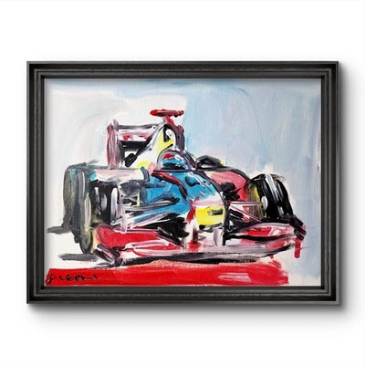Aleph Original Art Formula 1 Car 14x11 Abstract Expressionist  Painting Canvas