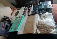 Joblot Of Eight Mostly Vintage Stockings, Tights & Hold Ups Inc Elle, M&S, PP