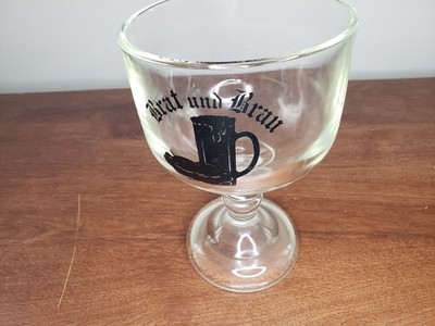 Large Vintage Brat and Brau Goblet Heavy Solid Clear Beer Glass