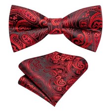 Bow Ties for Boys Pre-Tied Silk Kids Bow Tie Adjustable Boys Red and Black