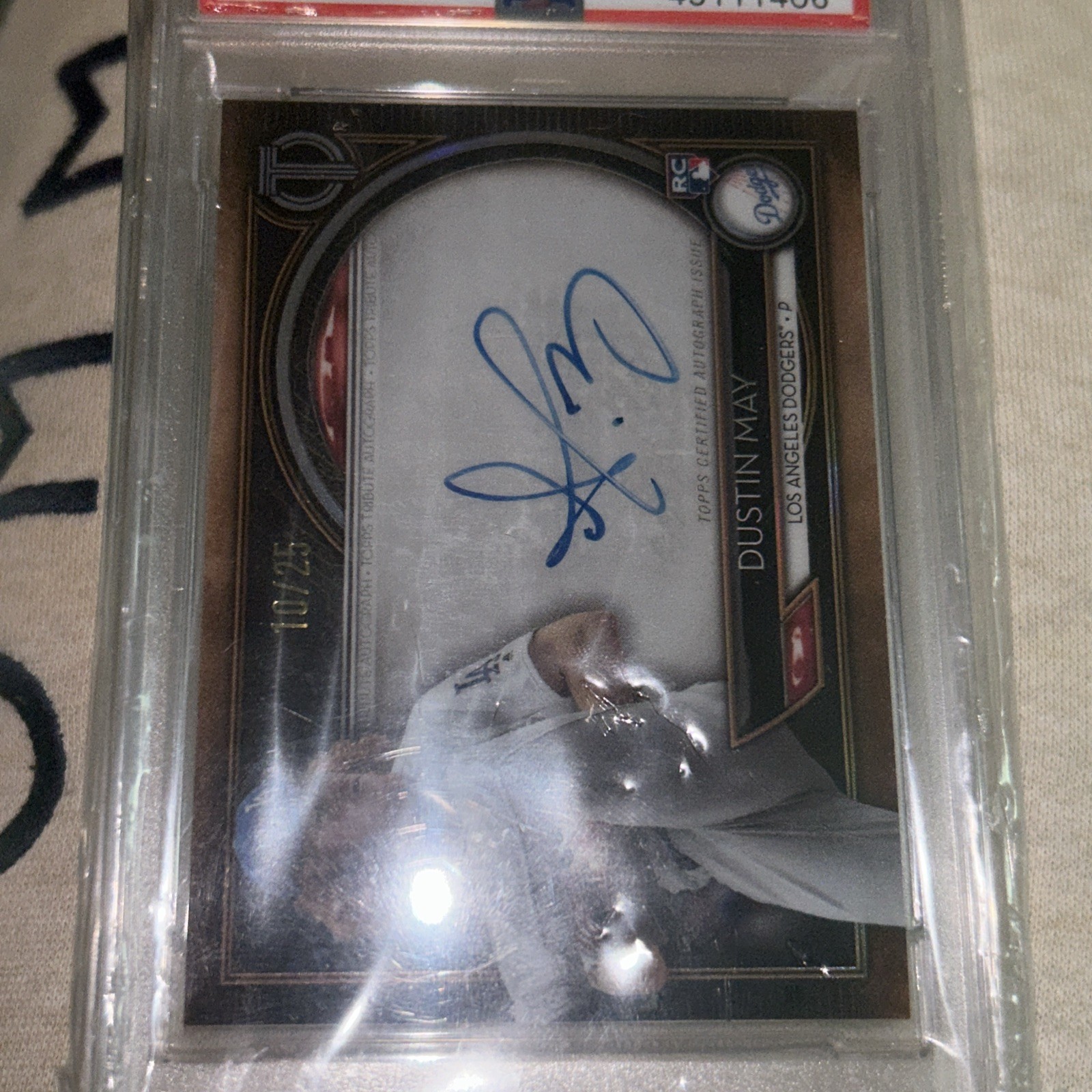 2020 Topps Tribute Tribute Auto /199 Dustin May #TA-DMA Rookie Auto RC PSA 10 view 4