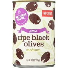Natural Value Pitted Ripe Black Olives Medium 6 Oz