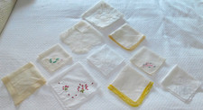 VINTAGE HANDKERCHIEF LOT LADIES HANKIES 10 EMBROIDERED CROCHETED LACE LINEN