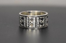VINTAGE SOUTHWESTERN MEXICO 925 STERLING SILVER PATTERNED BAND 9MM RING SZ 7.75